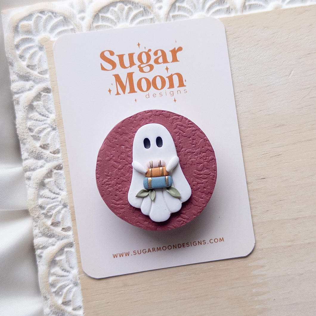 Burgundy Book Ghost Pop Socket