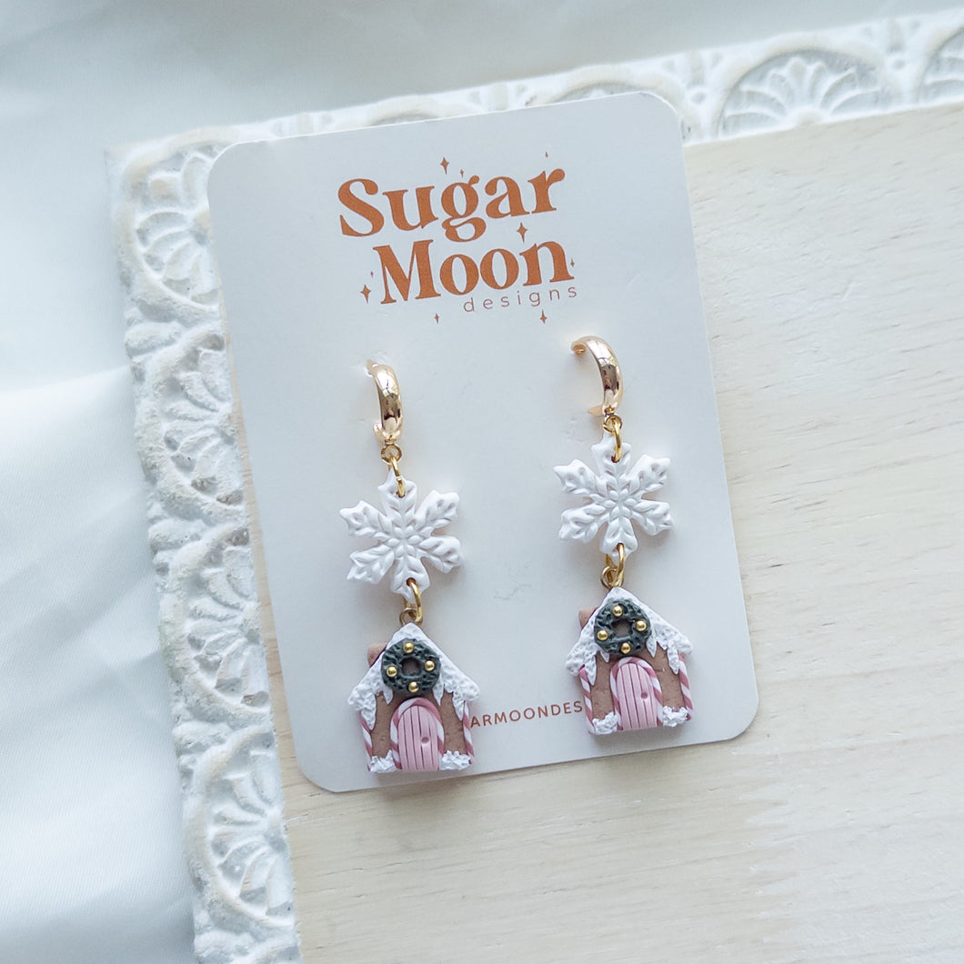 Snowflake & Gingerbread House Dangle
