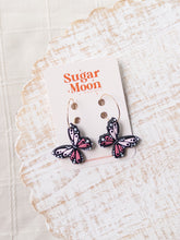 Load image into Gallery viewer, Pink Butterfly Butterfly Hoops
