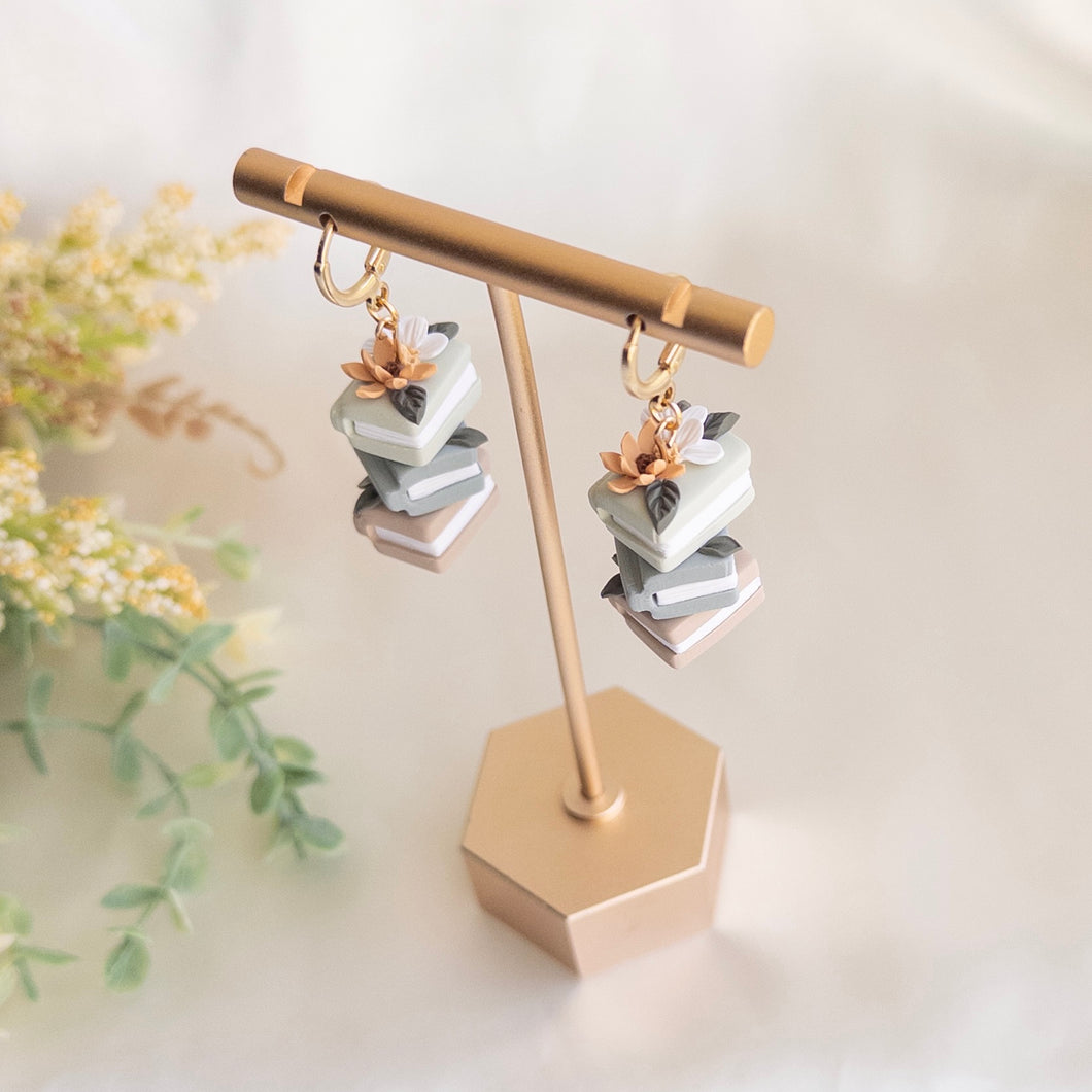 Green Spring Book Stack Earrings