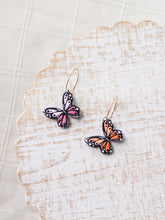 Load image into Gallery viewer, Pink Butterfly Butterfly Hoops

