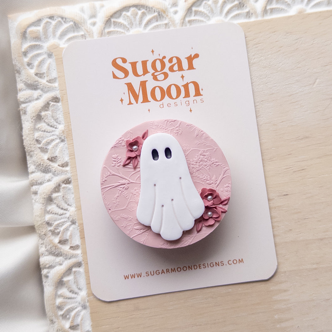 Pink Floral Ghost Pop Socket