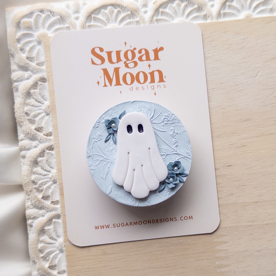Blue Floral Ghost Pop Socket